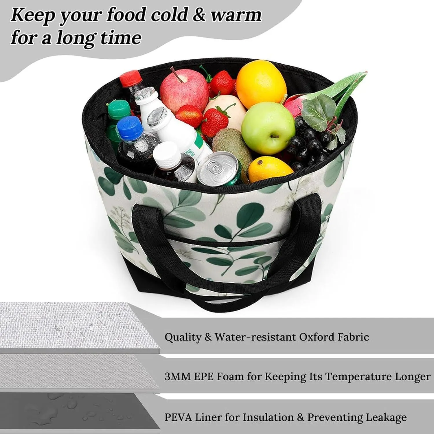 Women's Spacious Thermal Shoulder Bag Stylish Insulated Shopping Tote