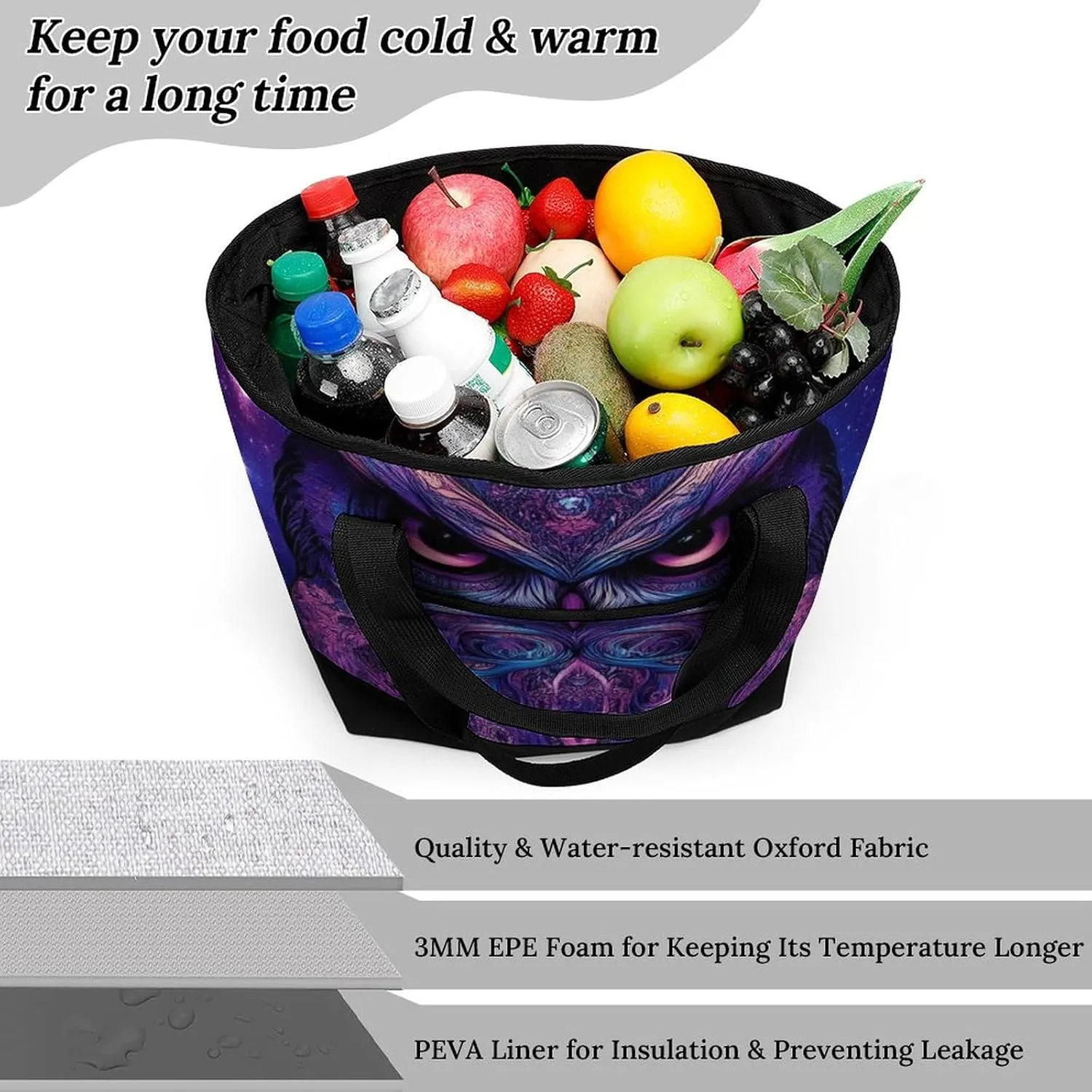 Women's Spacious Thermal Shoulder Bag Stylish Insulated Shopping Tote