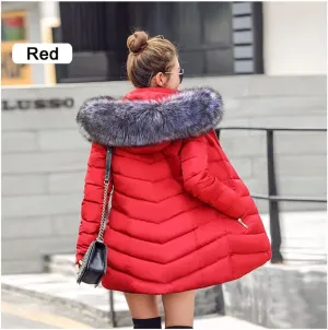 Wvapzxx Women Winter Slim Jacket Cotton Padded Warm Thicken Long Coat Parka Jackets