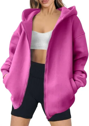 Zip Up Hoodies for Women Oversized Sweatshirt with Hooded Long Sleeve Jackets Coat Workout Y2K Outfits 2024 Fall