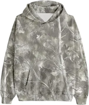 ZWRXW Womens Maple Leaf Print Camo Hoodies Oversized Long Sleeve Hooded Sweatshirt Fall Fashion Pullover Tops with Pocket